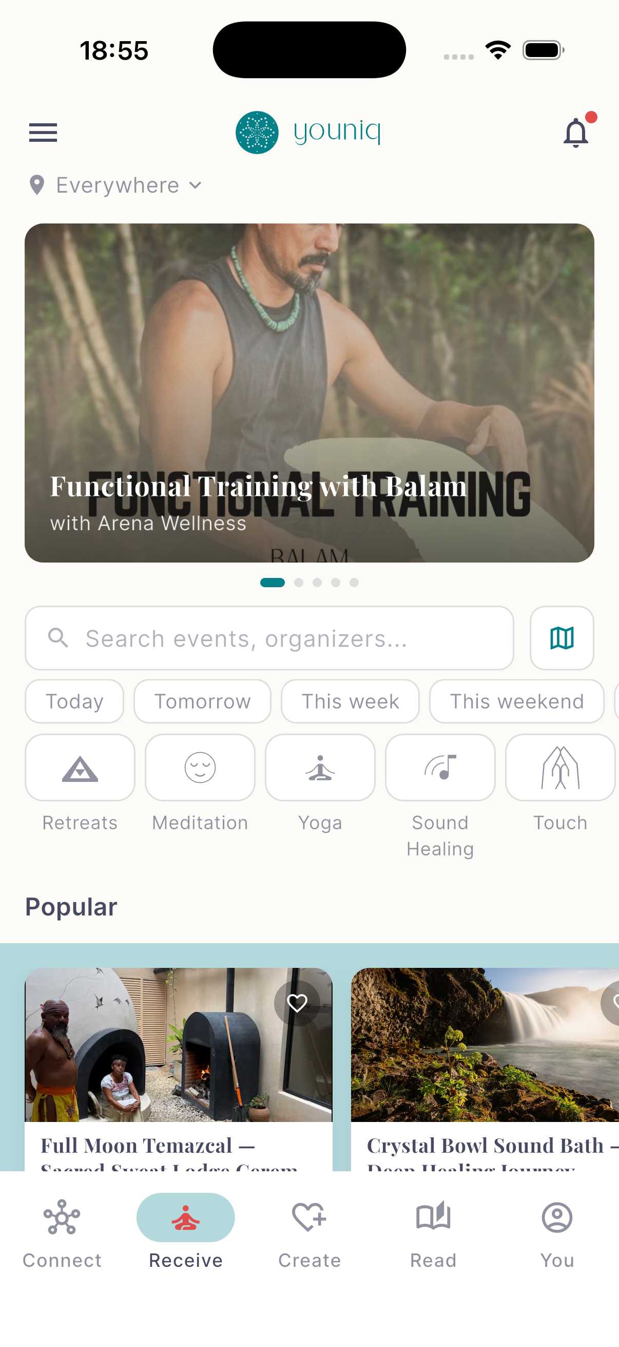 The youniq app — discover wellbeing events near you